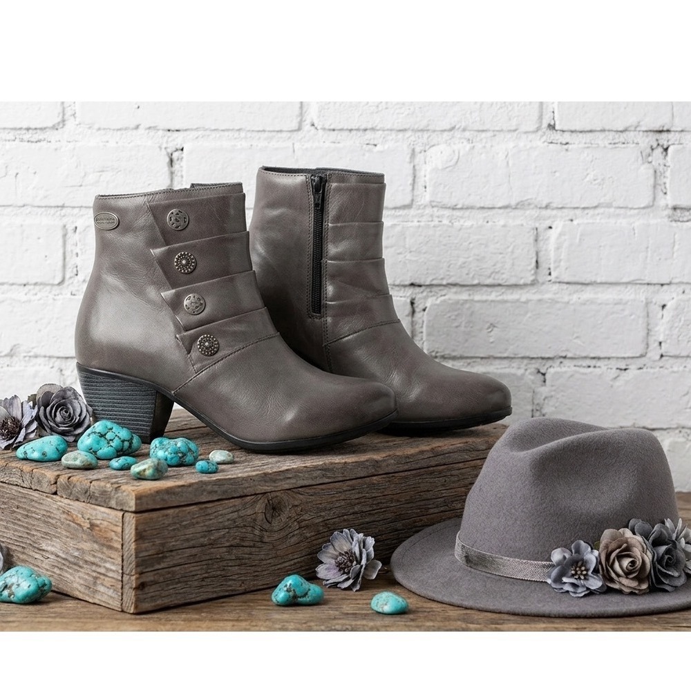 Eric Michael Oslo Grey🩶Leather boho Waterproof Ankle Boots Buttons Portugal 39